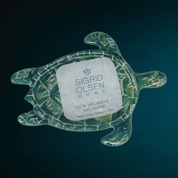 Sea Turtle Melamine Ocean Shaped Appetizer Tidbit Plates Sigrid Olsen Set of 4 - Picture 2 of 4